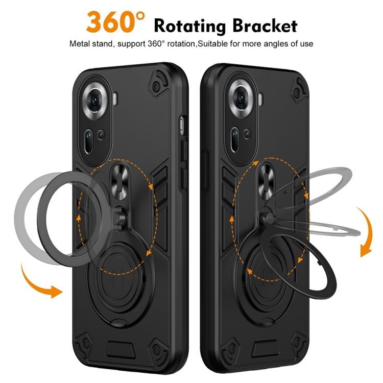 For OPPO Reno11 Global Metal Ring 360 Degree Rotating Holder PC Hybrid TPU Phone Case
