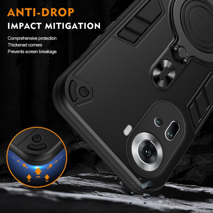 For OPPO Reno11 Global Metal Ring 360 Degree Rotating Holder PC Hybrid TPU Phone Case