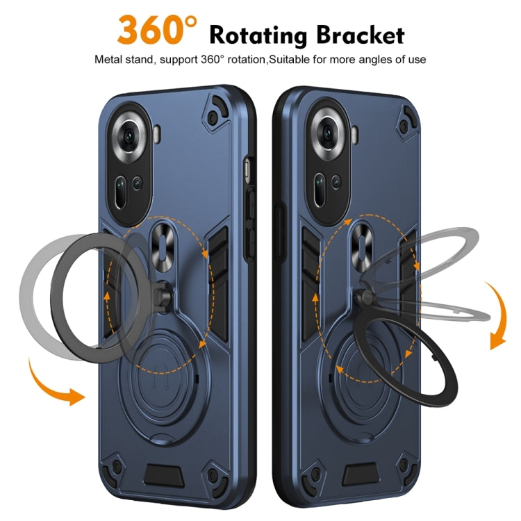 For OPPO Reno11 Global Metal Ring 360 Degree Rotating Holder PC Hybrid TPU Phone Case
