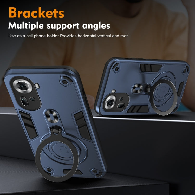 For OPPO Reno11 Global Metal Ring 360 Degree Rotating Holder PC Hybrid TPU Phone Case