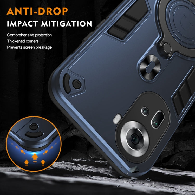 For OPPO Reno11 Global Metal Ring 360 Degree Rotating Holder PC Hybrid TPU Phone Case
