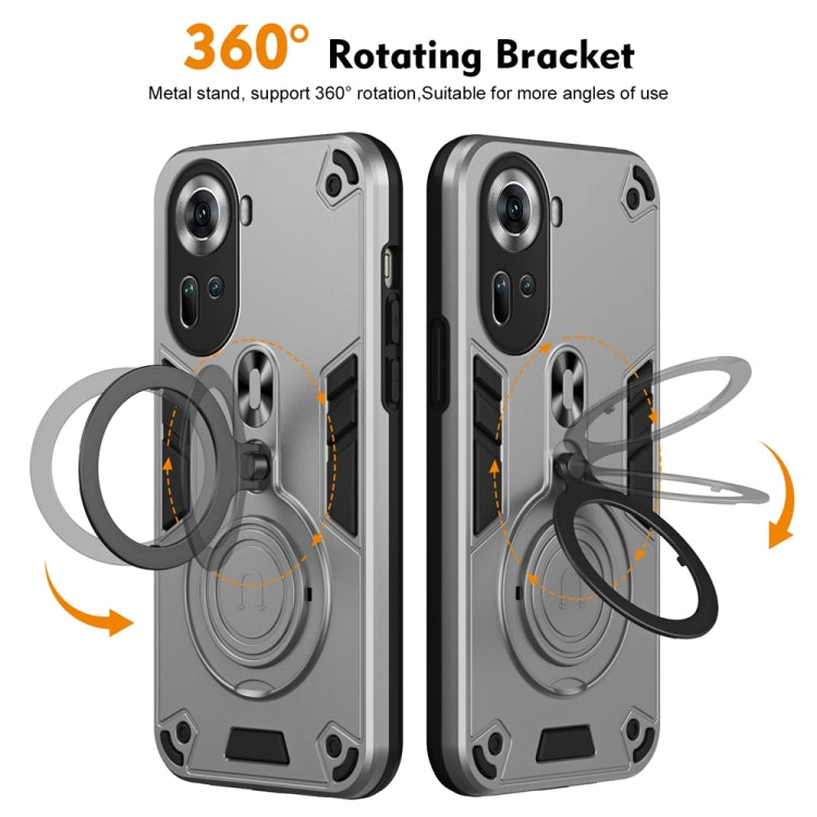 For OPPO Reno11 Global Metal Ring 360 Degree Rotating Holder PC Hybrid TPU Phone Case