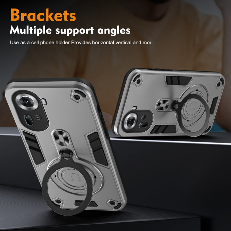 For OPPO Reno11 Global Metal Ring 360 Degree Rotating Holder PC Hybrid TPU Phone Case