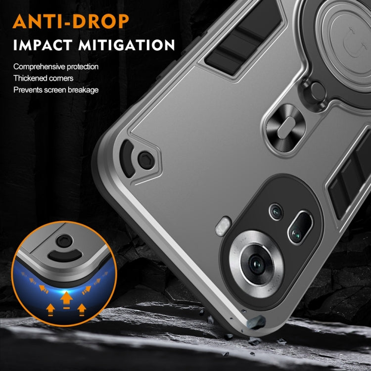 For OPPO Reno11 Global Metal Ring 360 Degree Rotating Holder PC Hybrid TPU Phone Case