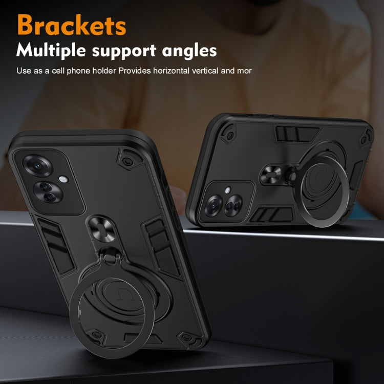 For OPPO Reno11 F Metal Ring 360 Degree Rotating Holder PC Hybrid TPU Phone Case