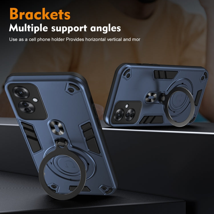 For OPPO Reno11 F Metal Ring 360 Degree Rotating Holder PC Hybrid TPU Phone Case