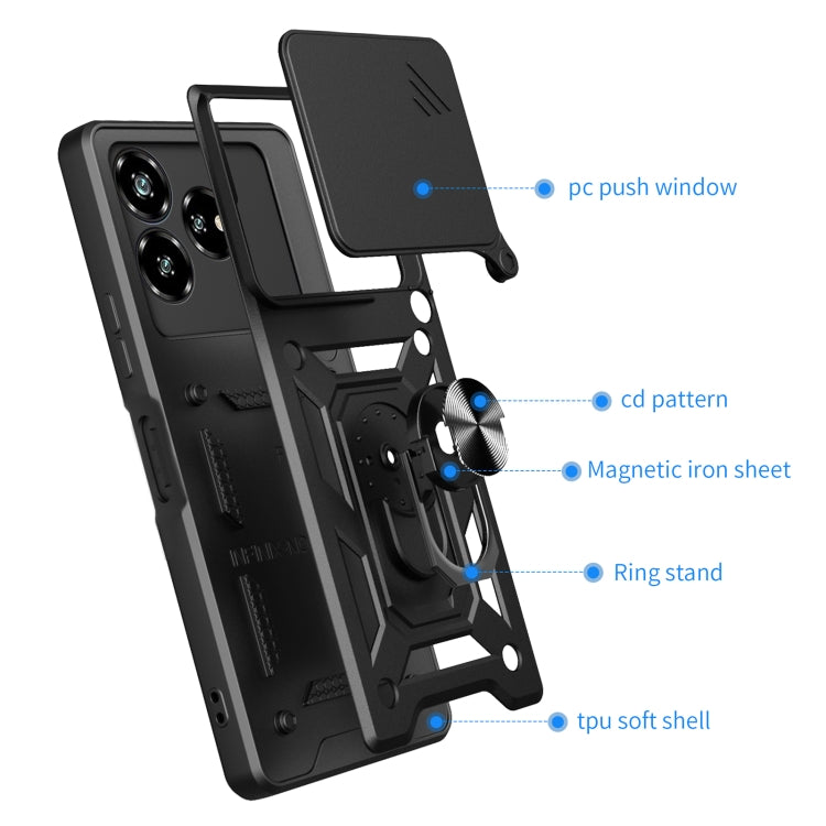 For ZTE Axon 60 4G Sliding Camera Cover Design TPU+PC Phone Case