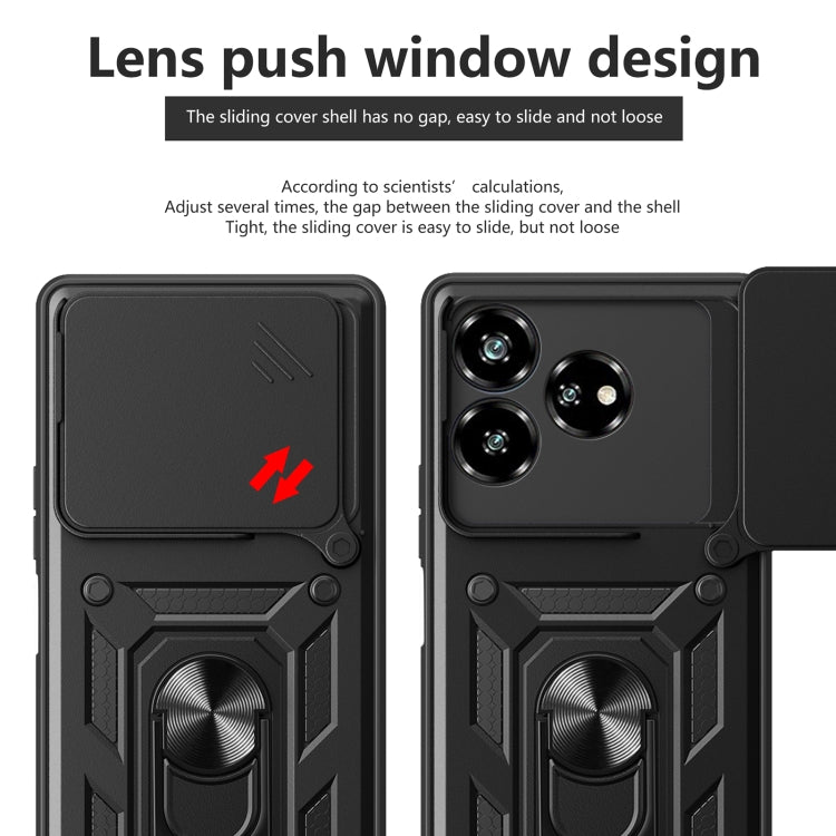For ZTE Axon 60 4G Sliding Camera Cover Design TPU+PC Phone Case