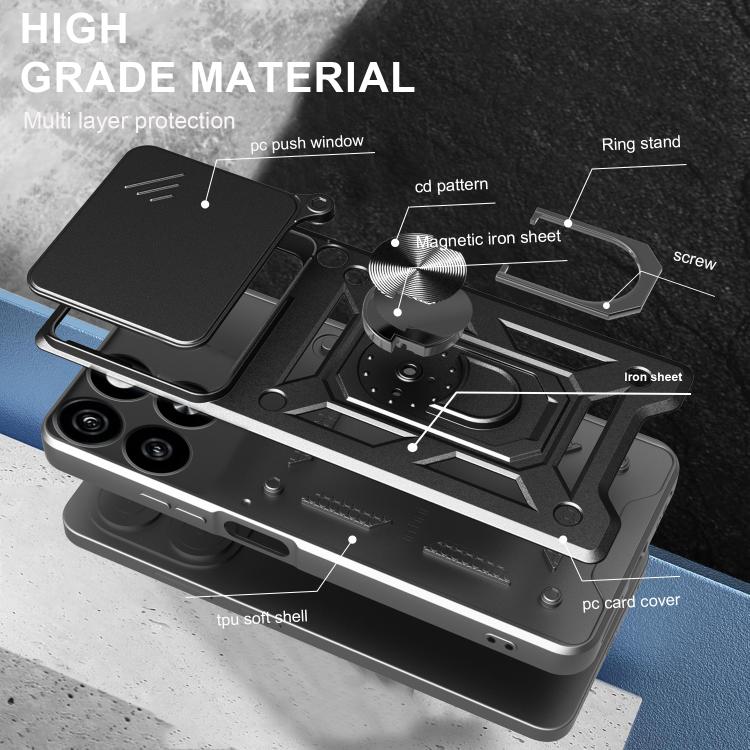 For ZTE Blade A35 4G / A55 4G Sliding Camera Cover Design TPU+PC Phone Case