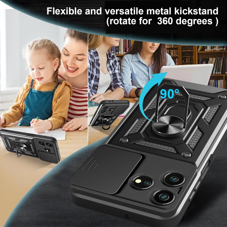 For ZTE Axon 50 Lite 4G Sliding Camera Cover Design TPU+PC Phone Case