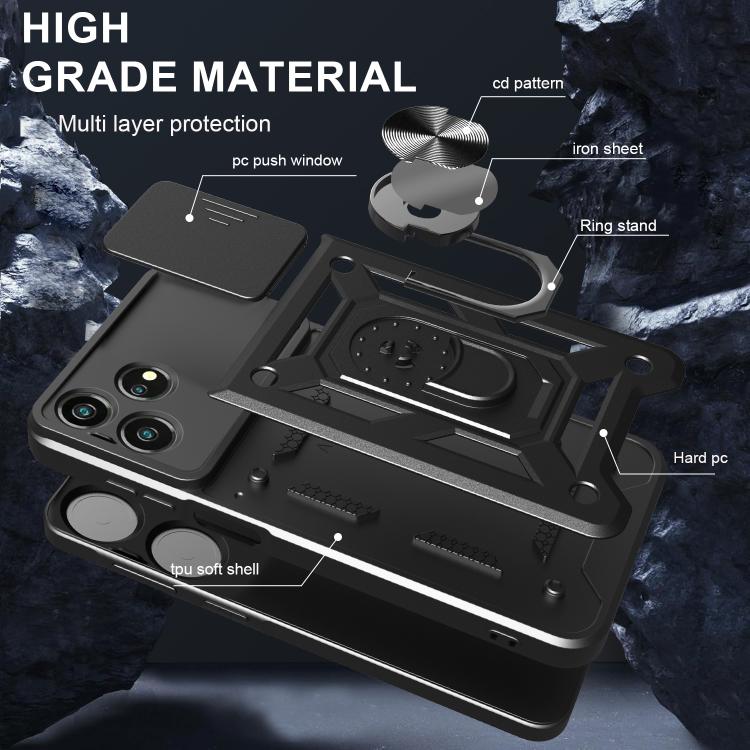 For ZTE Axon 50 Lite 4G Sliding Camera Cover Design TPU+PC Phone Case