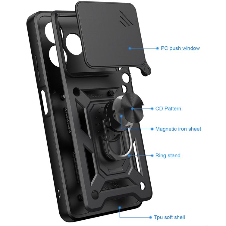 For ZTE Blade A36 / Blade A76 4G Sliding Camera Cover Design TPU+PC Phone Case