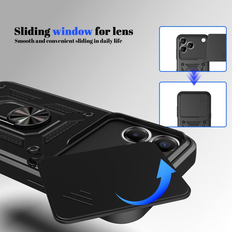 For ZTE Blade V80 Pro Sliding Camera Cover Design TPU+PC Phone Case