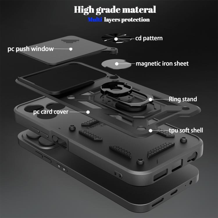For ZTE Blade V80 Pro Sliding Camera Cover Design TPU+PC Phone Case