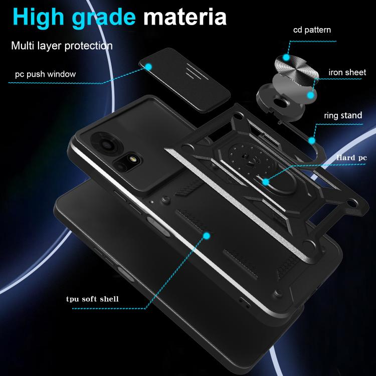 For TCL 50 LE 4G Sliding Camera Cover Design TPU+PC Phone Case