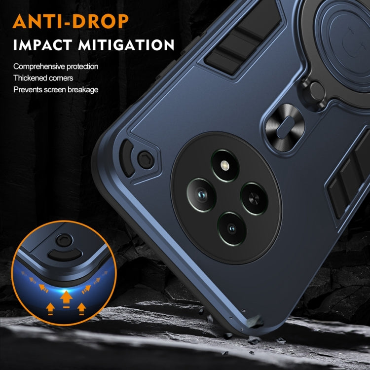For Realme 12 Metal Ring 360 Degree Rotating Holder PC Hybrid TPU Phone Case