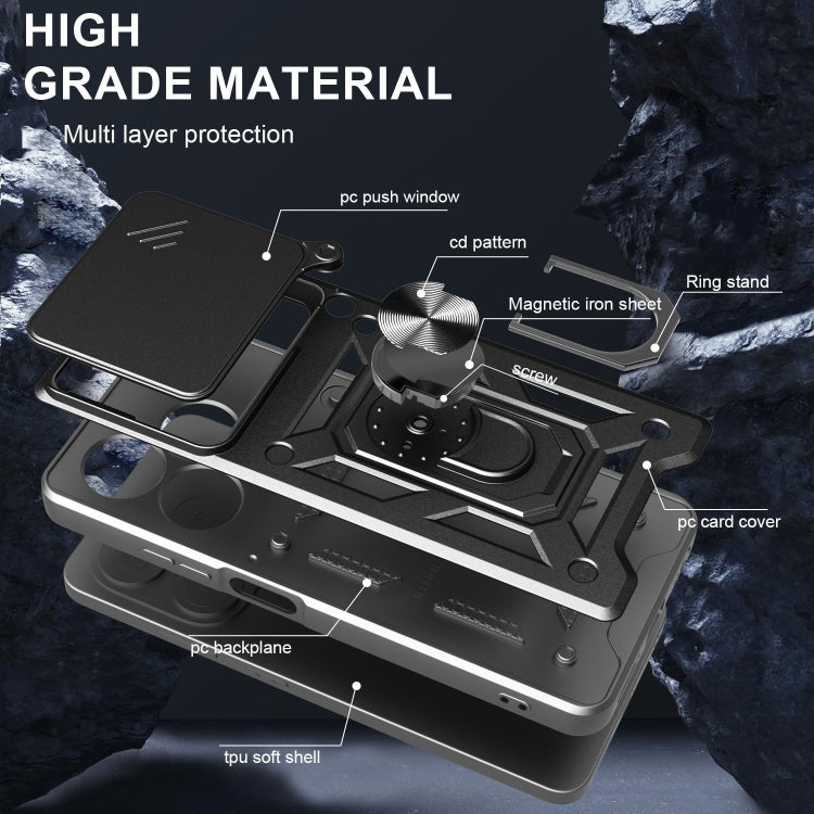For itel P55 4G Sliding Camera Cover Design TPU+PC Phone Case