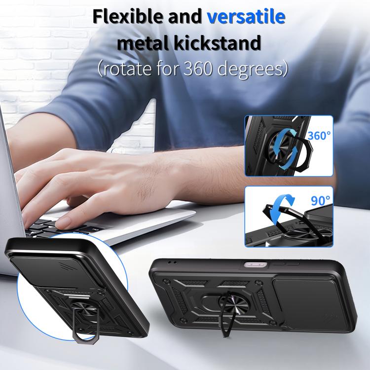 For itel A90 4G Sliding Camera Cover Design TPU+PC Phone Case