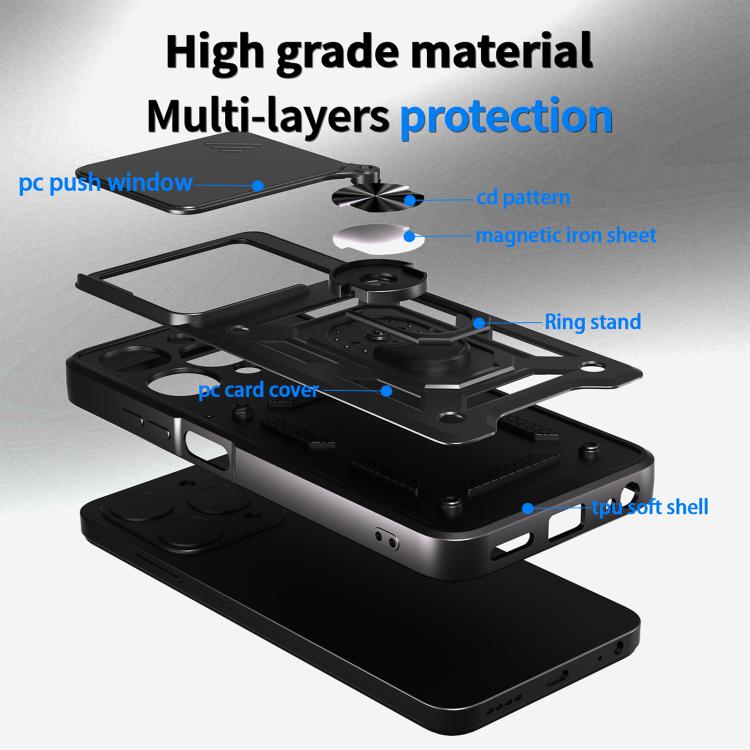 For itel A90 4G Sliding Camera Cover Design TPU+PC Phone Case
