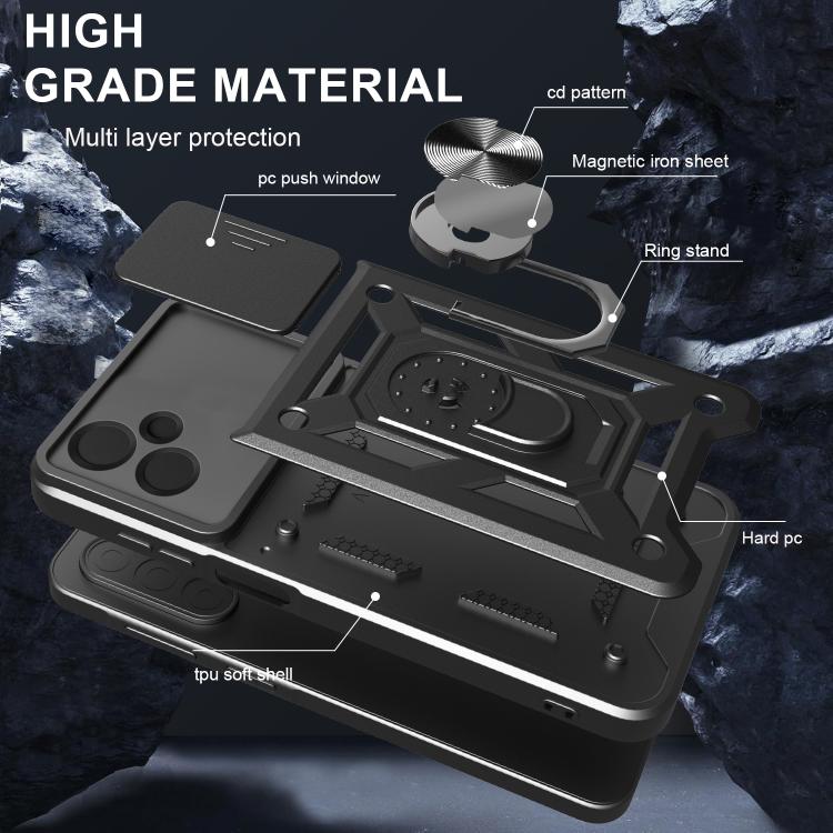 For Samsung Galaxy M06 5G / F06 5G Sliding Camera Cover Design TPU+PC Phone Case