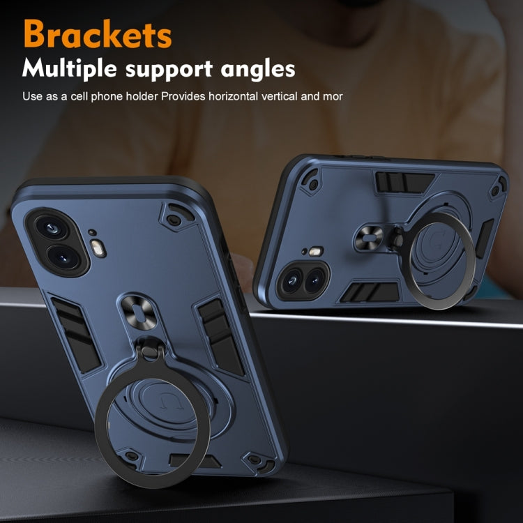 For Nothing Phone 2 Metal Ring 360 Degree Rotating Holder PC Hybrid TPU Phone Case