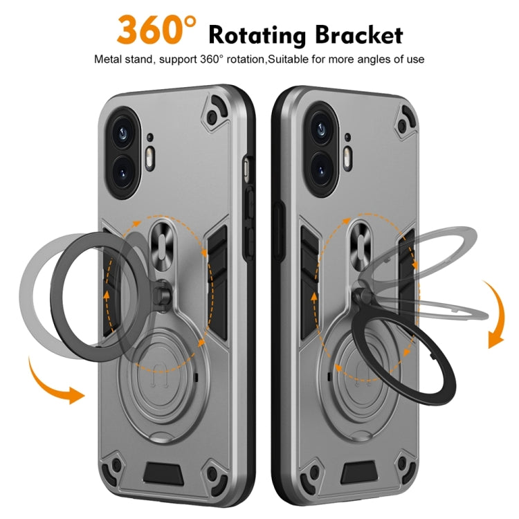 For Nothing Phone 2 Metal Ring 360 Degree Rotating Holder PC Hybrid TPU Phone Case
