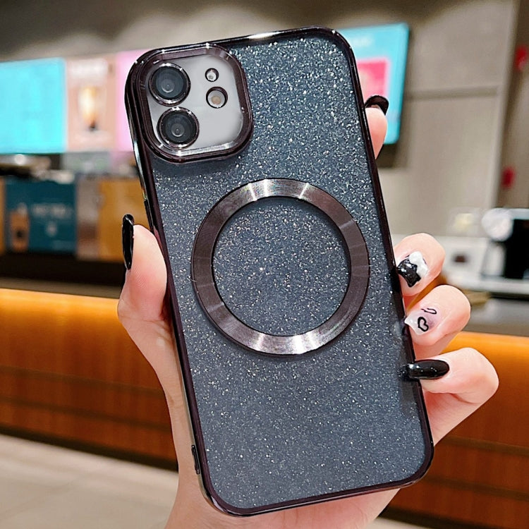 For iPhone 11 Electroplating Pure Color Glitter Powder MagSafe Phone Case