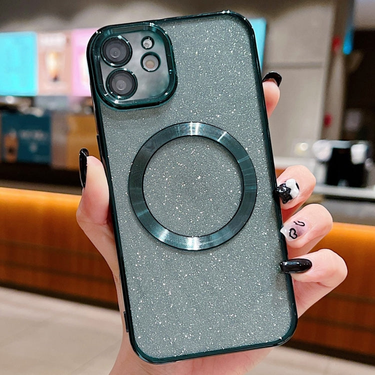 For iPhone 11 Electroplating Pure Color Glitter Powder MagSafe Phone Case