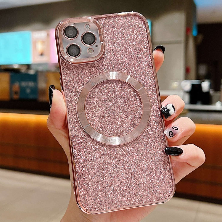 For iPhone 12 Pro Electroplating Pure Color Glitter Powder MagSafe Phone Case