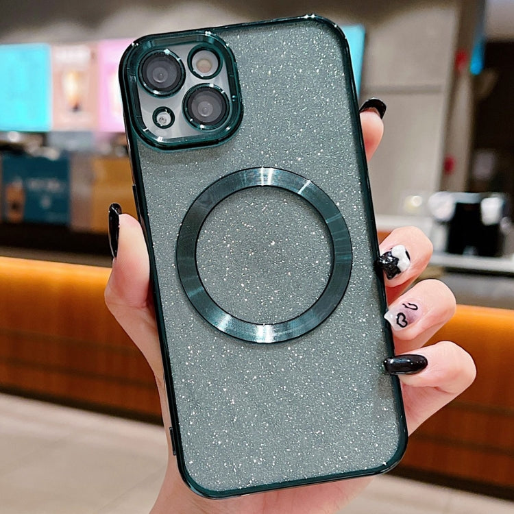 For iPhone 13 Electroplating Pure Color Glitter Powder MagSafe Phone Case