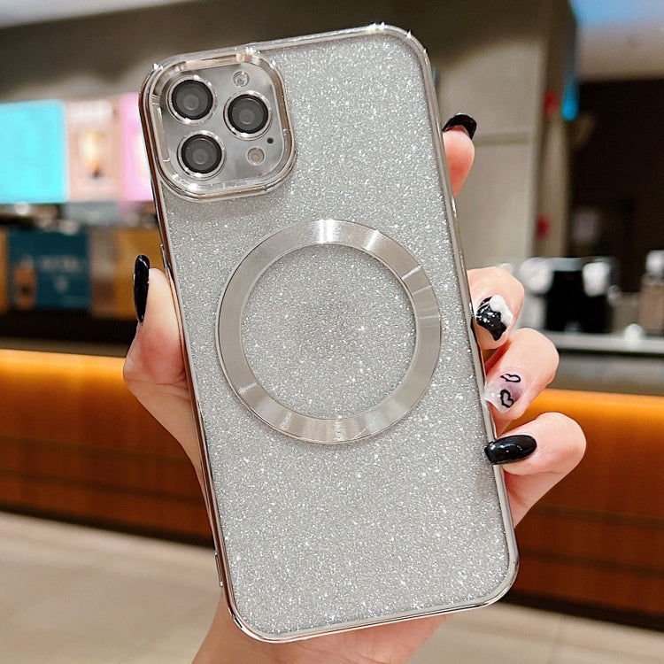 For iPhone 13 Pro Max Electroplating Pure Color Glitter Powder MagSafe Phone Case