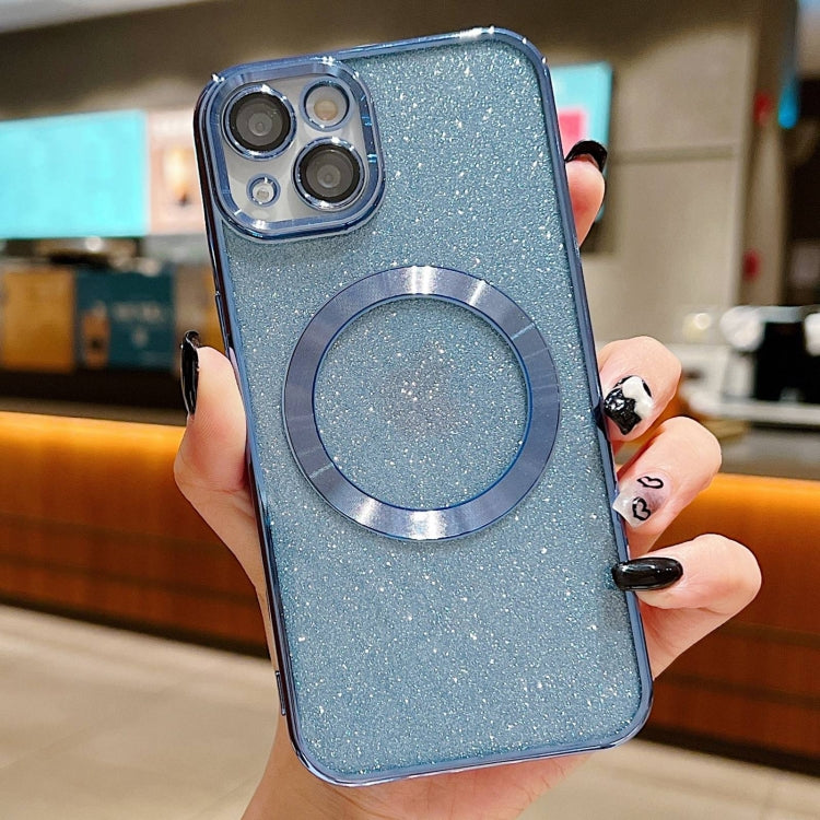 For iPhone 14 Electroplating Pure Color Glitter Powder MagSafe Phone Case
