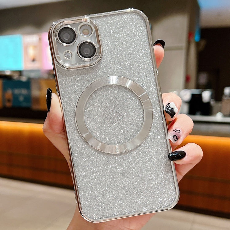 For iPhone 14 Plus Electroplating Pure Color Glitter Powder MagSafe Phone Case
