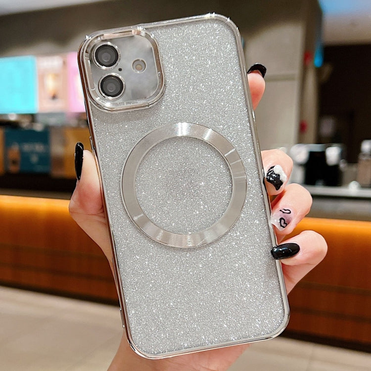 For iPhone 16 Electroplating Pure Color Glitter Powder MagSafe Phone Case