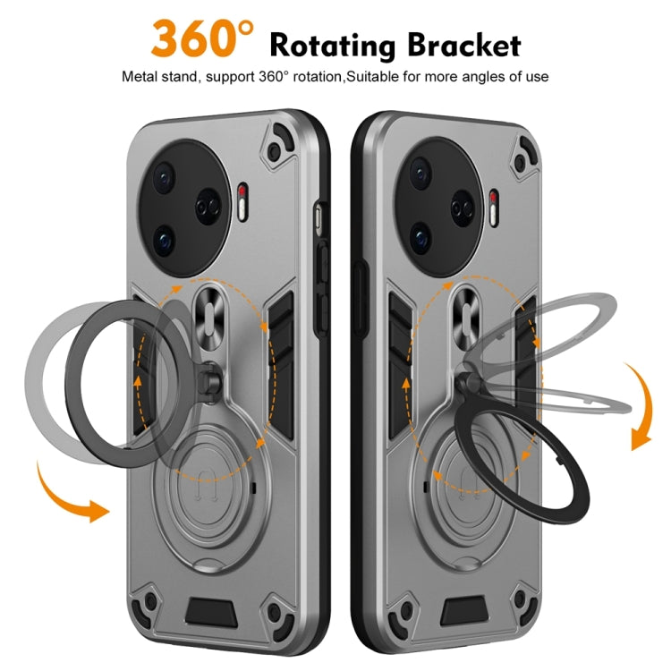 For Tecno Camon 30 Pro 5G Metal Ring 360 Degree Rotating Holder PC Hybrid TPU Phone Case