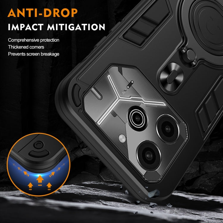 For Tecno Pova 6 Metal Ring 360 Degree Rotating Holder PC Hybrid TPU Phone Case