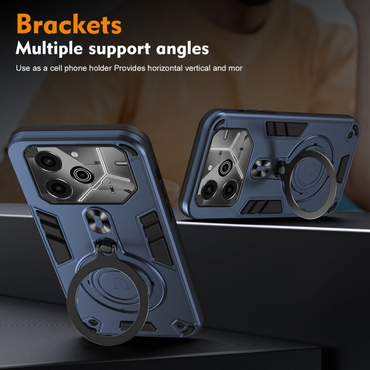 For Tecno Pova 6 Metal Ring 360 Degree Rotating Holder PC Hybrid TPU Phone Case