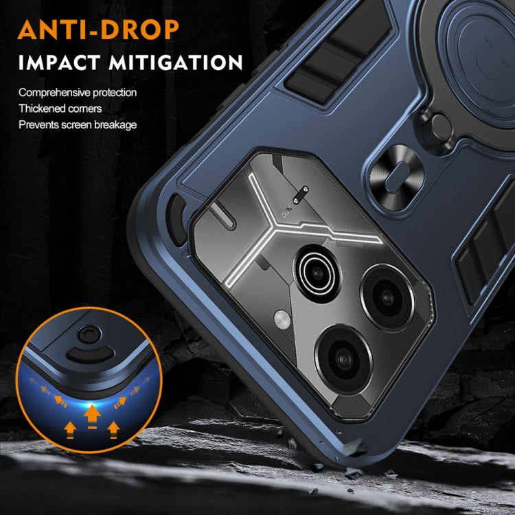 For Tecno Pova 6 Metal Ring 360 Degree Rotating Holder PC Hybrid TPU Phone Case