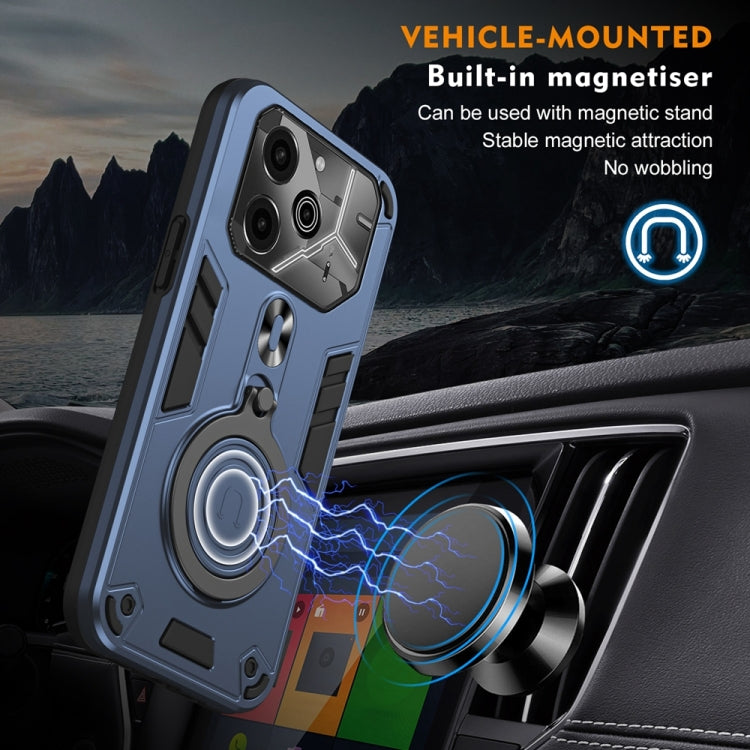 For Tecno Pova 6 Metal Ring 360 Degree Rotating Holder PC Hybrid TPU Phone Case