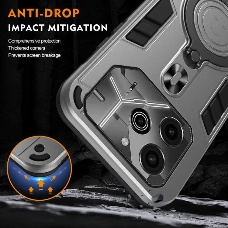 For Tecno Pova 6 Metal Ring 360 Degree Rotating Holder PC Hybrid TPU Phone Case