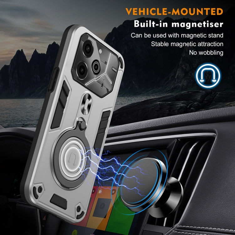 For Tecno Pova 6 Metal Ring 360 Degree Rotating Holder PC Hybrid TPU Phone Case