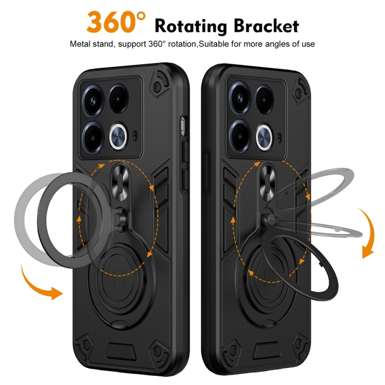 For Infinix Note 40 4G Metal Ring 360 Degree Rotating Holder PC Hybrid TPU Phone Case
