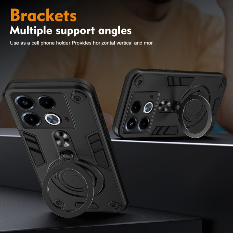 For Infinix Note 40 4G Metal Ring 360 Degree Rotating Holder PC Hybrid TPU Phone Case