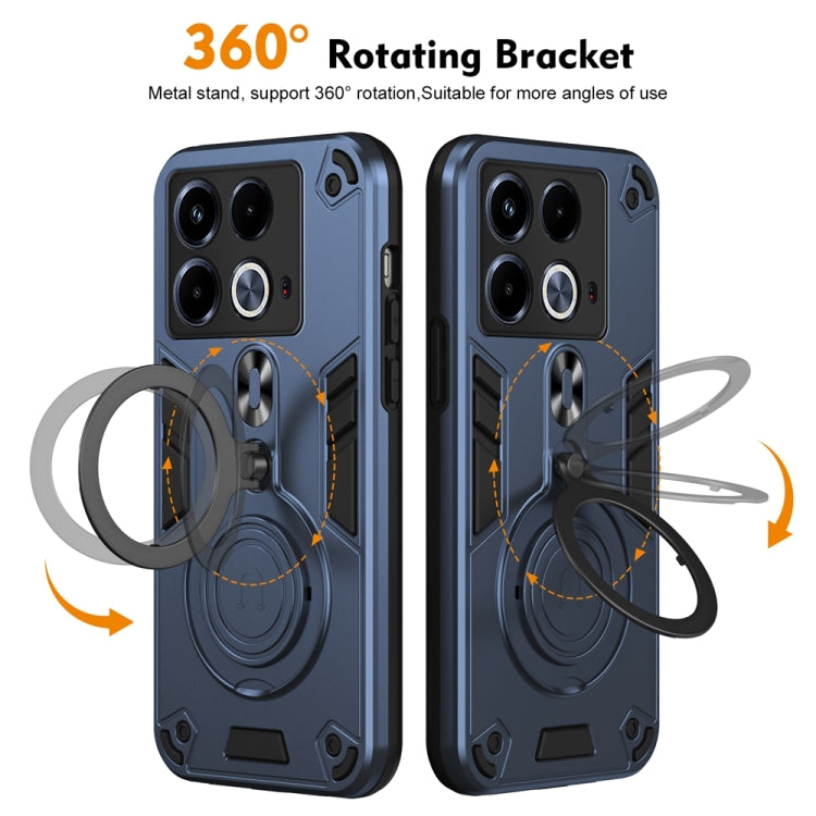 For Infinix Note 40 4G Metal Ring 360 Degree Rotating Holder PC Hybrid TPU Phone Case