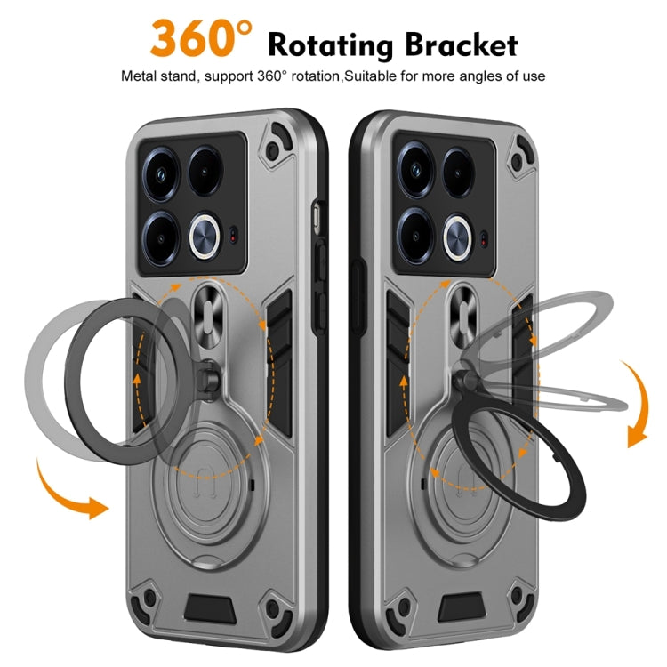 For Infinix Note 40 4G Metal Ring 360 Degree Rotating Holder PC Hybrid TPU Phone Case