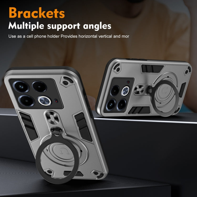 For Infinix Note 40 4G Metal Ring 360 Degree Rotating Holder PC Hybrid TPU Phone Case