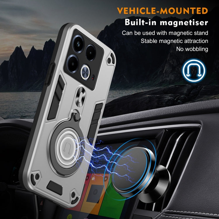 For Infinix Note 40 4G Metal Ring 360 Degree Rotating Holder PC Hybrid TPU Phone Case