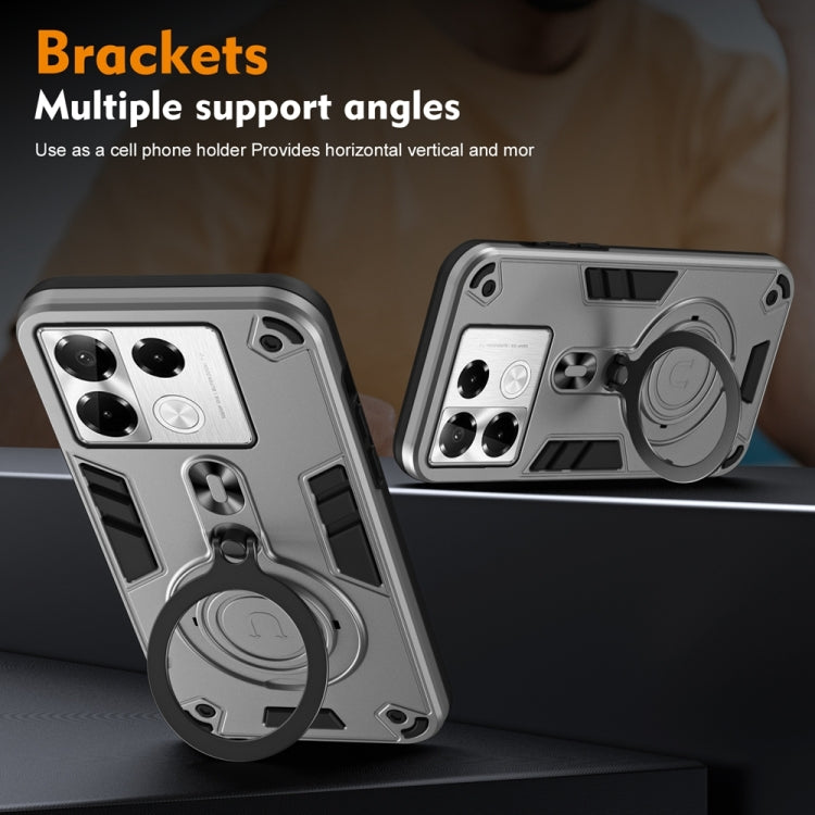 For Infinix Note 40 Pro 4G Metal Ring 360 Degree Rotating Holder PC Hybrid TPU Phone Case