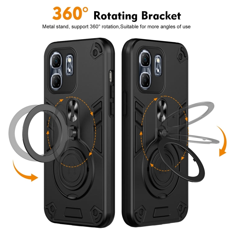 For Infinix Hot 50i / Smart 9 Metal Ring 360 Degree Rotating Holder PC Hybrid TPU Phone Case