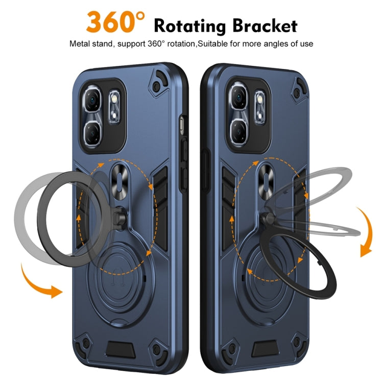 For Infinix Hot 50i / Smart 9 Metal Ring 360 Degree Rotating Holder PC Hybrid TPU Phone Case